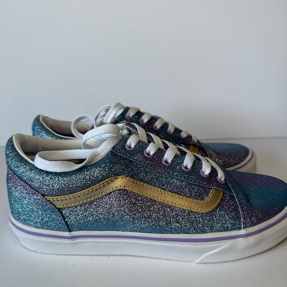 NWOT Vans Ombre Glitter Old Skool Blue/Purple Youth Junior Shoes Sz:7 - Picture 2 of 9